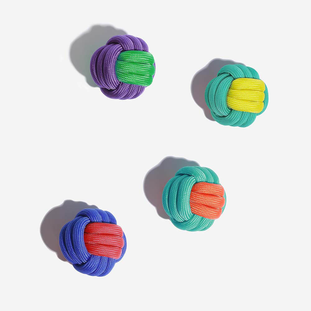 Knots Ball Throwing Dog Toy - Color Clash - FUNNYFUZZY