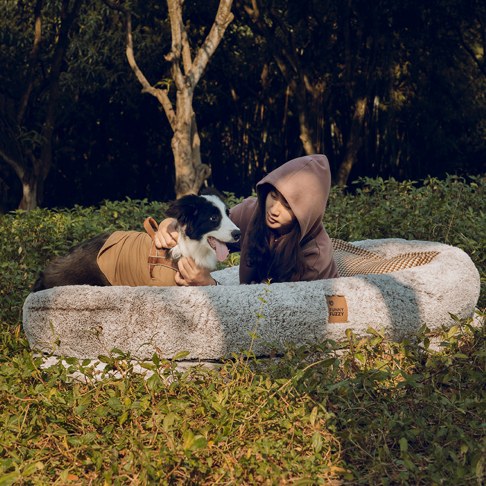 Luxury Super Large Sleep Deeper Oval Bed Human Dog Bed - FUNNYFUZZY