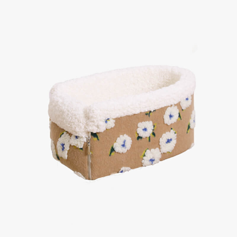 Flower Wool Fleece Dog Car Safety Seat Central Console Pet Car Seat - FUNNYFUZZY